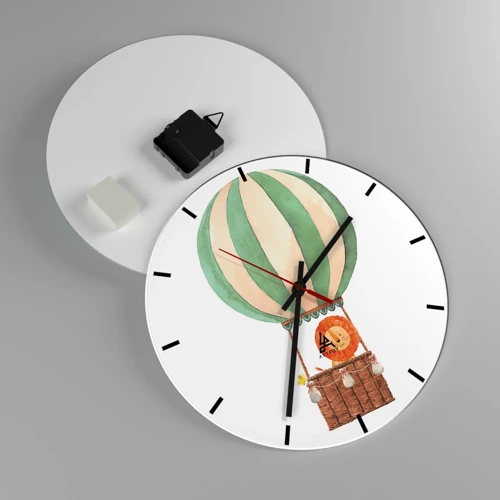 Wall clock - Clock on glass - Leon's Adventures - 30x30 cm