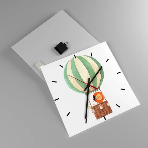 Wall clock - Clock on glass - Leon's Adventures - 40x40 cm