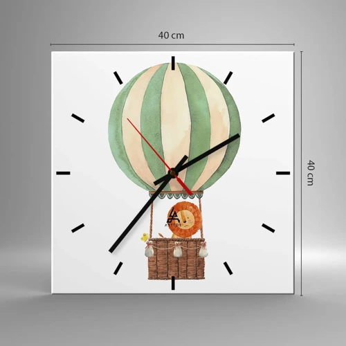 Wall clock - Clock on glass - Leon's Adventures - 40x40 cm