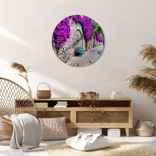 Wall clock - Clock on glass - Let's Meet - 30x30 cm