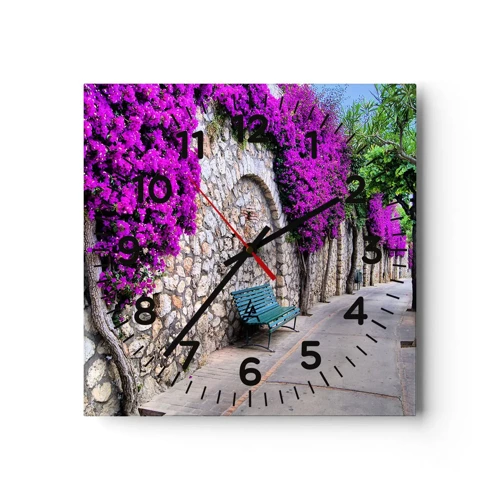 Wall clock - Clock on glass - Let's Meet - 40x40 cm