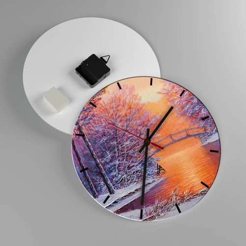 Wall clock - Clock on glass - Let's Meet Here - 30x30 cm