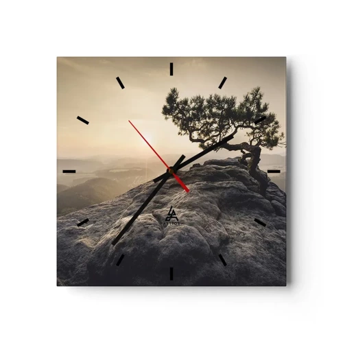 Wall clock - Clock on glass - Life Always Wins - 30x30 cm