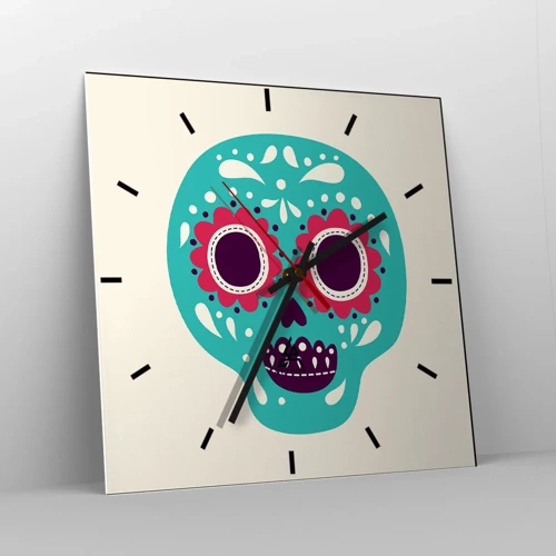 Wall clock - Clock on glass - Life - Fun Until You Die - 40x40 cm