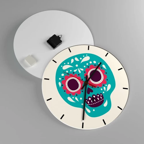 Wall clock - Clock on glass - Life - Fun Until You Die - 40x40 cm