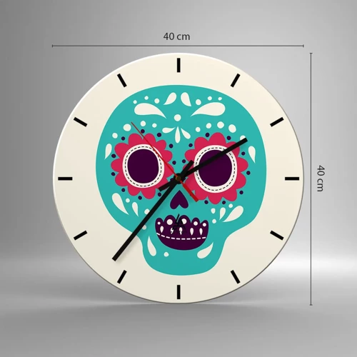 Wall clock - Clock on glass - Life - Fun Until You Die - 40x40 cm
