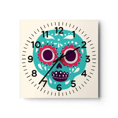 Wall clock - Clock on glass - Life - Fun Until You Die - 40x40 cm