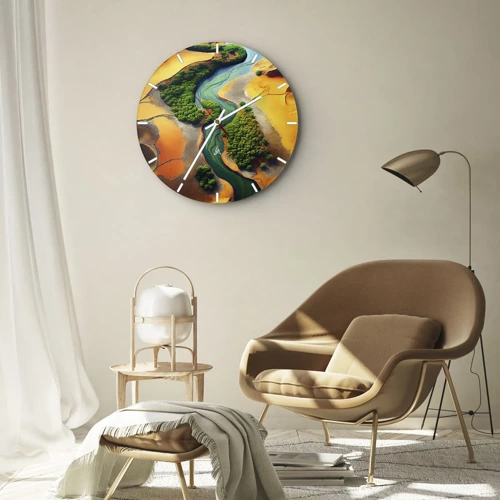 Wall clock - Clock on glass - Life-giving River - 30x30 cm