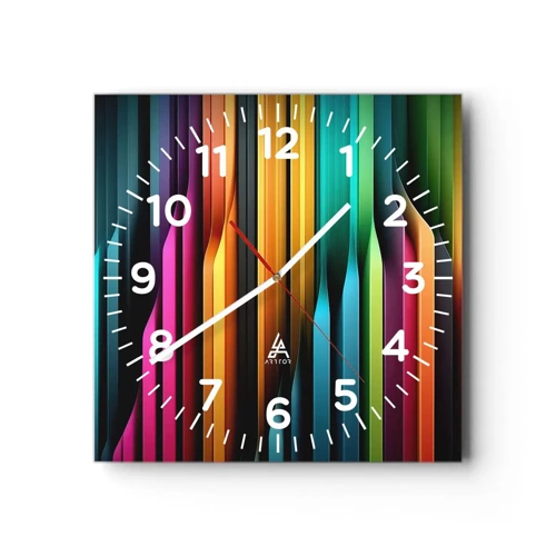 Wall clock - Clock on glass - Light Organs - 30x30 cm