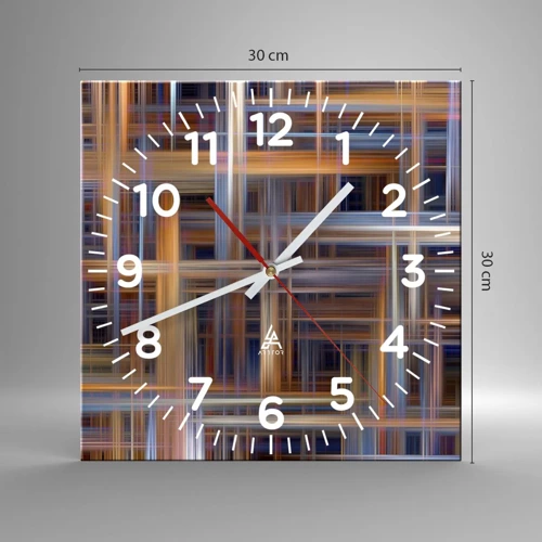 Wall clock - Clock on glass - Light Woven - 30x30 cm