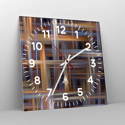 Wall clock - Clock on glass - Light Woven - 30x30 cm