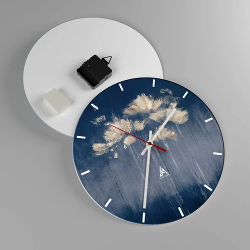 Wall clock - Clock on glass - Like Flakes in the Wind - 30x30 cm