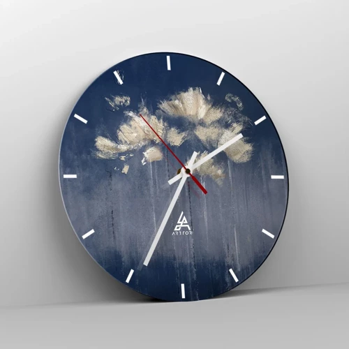 Wall clock - Clock on glass - Like Flakes in the Wind - 30x30 cm