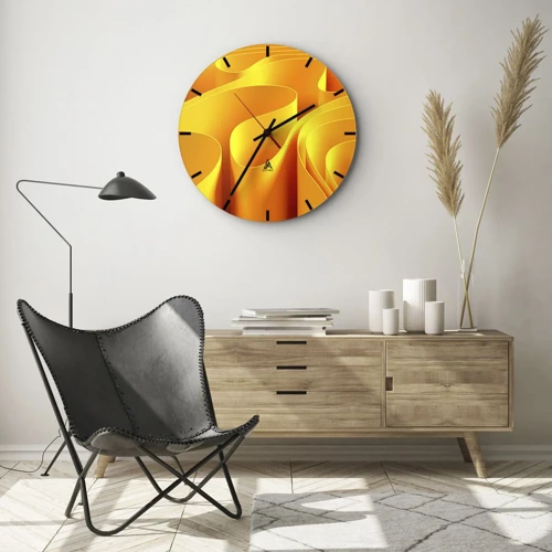 Wall clock - Clock on glass - Like Waves of the Sun - 30x30 cm