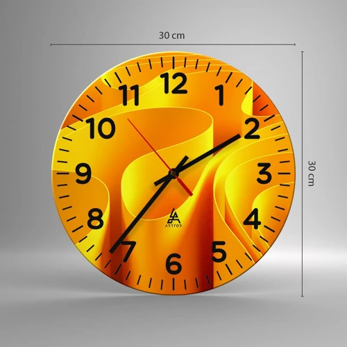 Wall clock - Clock on glass - Like Waves of the Sun - 30x30 cm