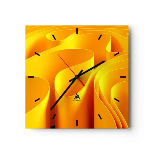 Wall clock - Clock on glass - Like Waves of the Sun - 40x40 cm