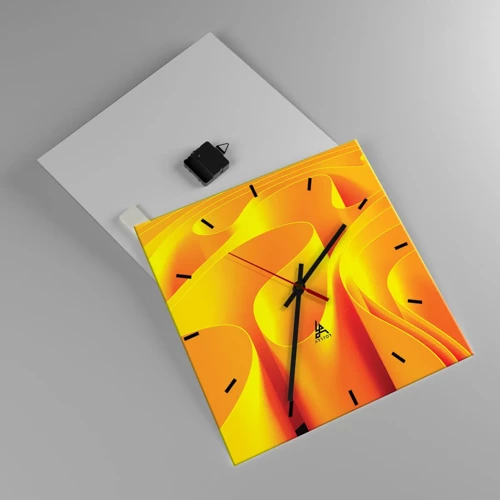 Wall clock - Clock on glass - Like Waves of the Sun - 40x40 cm