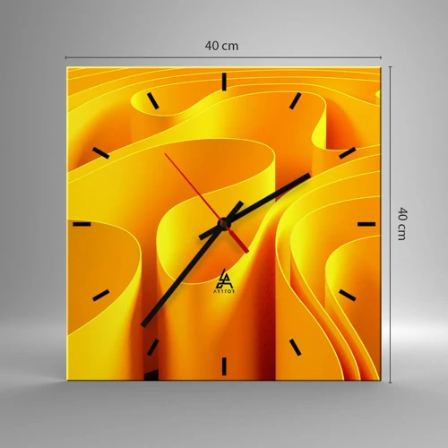 Wall clock - Clock on glass - Like Waves of the Sun - 40x40 cm