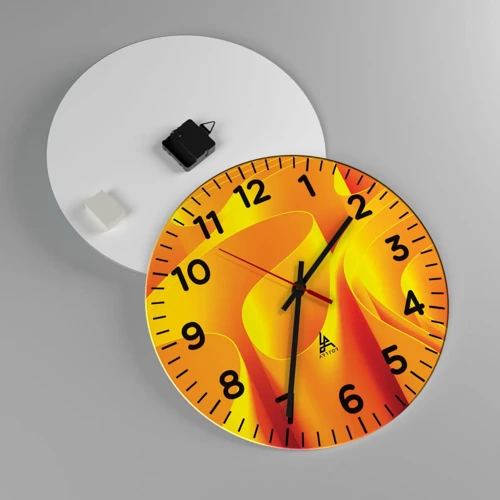 Wall clock - Clock on glass - Like Waves of the Sun - 40x40 cm