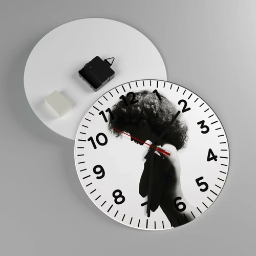 Wall clock - Clock on glass - Like a Flower on a Thin Stem - 30x30 cm