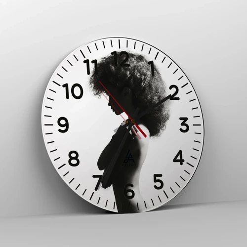 Wall clock - Clock on glass - Like a Flower on a Thin Stem - 30x30 cm