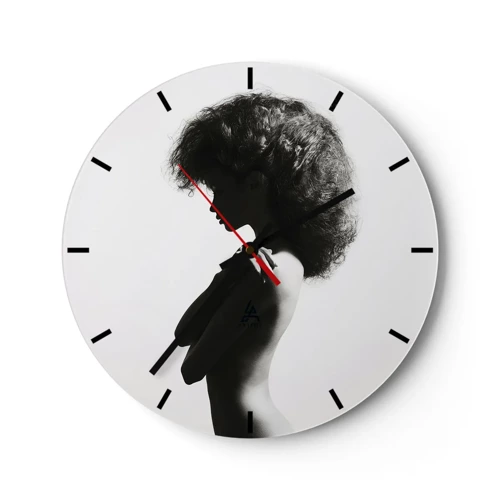 Wall clock - Clock on glass - Like a Flower on a Thin Stem - 30x30 cm