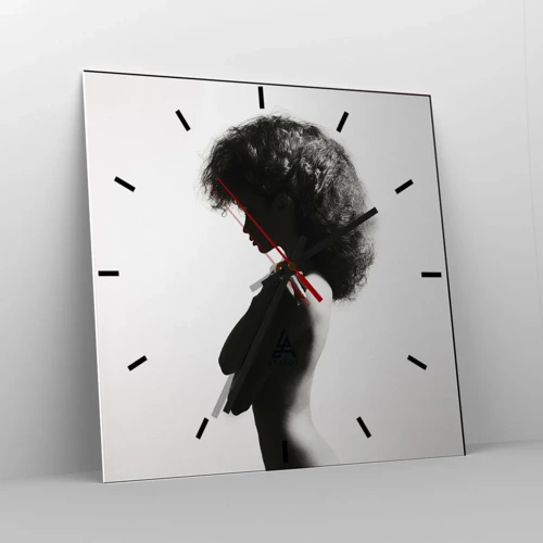 Wall clock - Clock on glass - Like a Flower on a Thin Stem - 40x40 cm