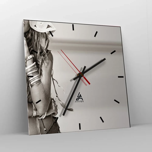 Wall clock - Clock on glass - Like a Girl - 40x40 cm