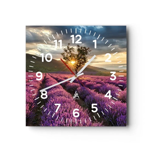 Wall clock - Clock on glass - Lilac Coloured Aroma - 40x40 cm