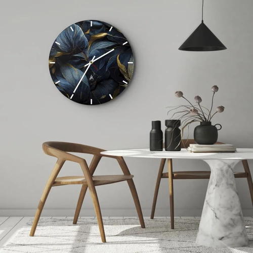 Wall clock - Clock on glass - Lined with Gold - 30x30 cm