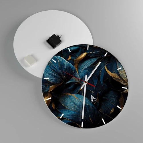Wall clock - Clock on glass - Lined with Gold - 40x40 cm