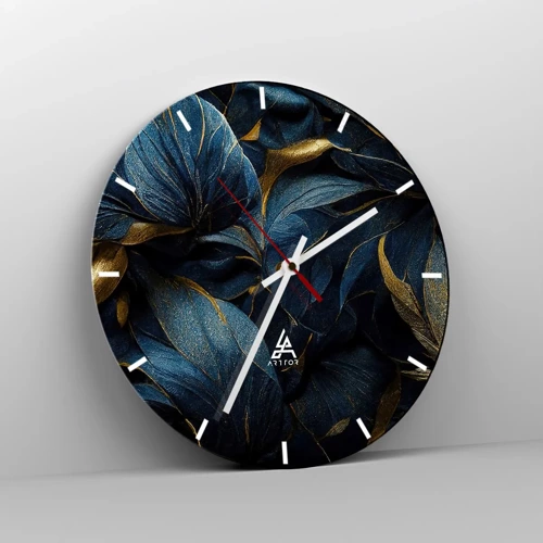 Wall clock - Clock on glass - Lined with Gold - 40x40 cm