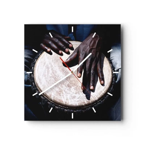 Wall clock - Clock on glass - Live at Your Own Rhythm - 30x30 cm