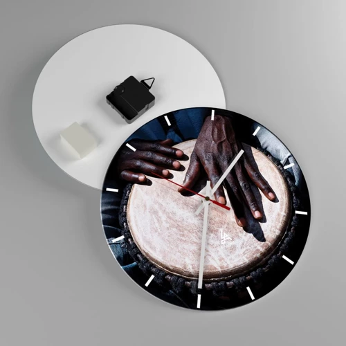 Wall clock - Clock on glass - Live at Your Own Rhythm - 30x30 cm