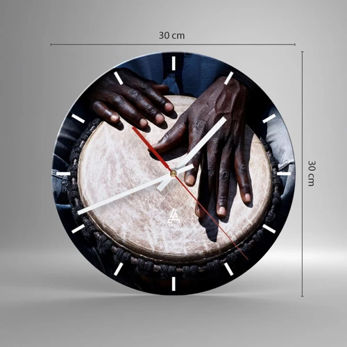 Wall clock - Clock on glass - Live at Your Own Rhythm - 30x30 cm