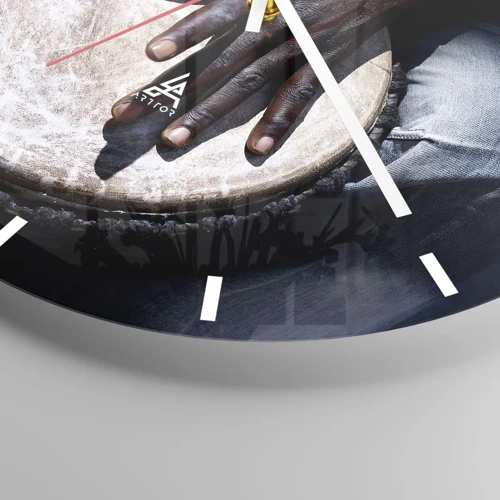 Wall clock - Clock on glass - Live at Your Own Rhythm - 30x30 cm