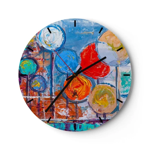 Wall clock - Clock on glass - Lolly Sticks - 30x30 cm