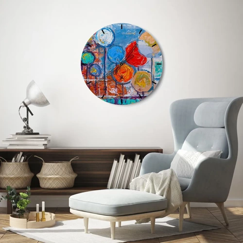 Wall clock - Clock on glass - Lolly Sticks - 30x30 cm