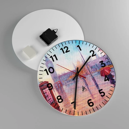 Wall clock - Clock on glass - London Autumn Day - 30x30 cm