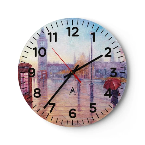 Wall clock - Clock on glass - London Autumn Day - 40x40 cm