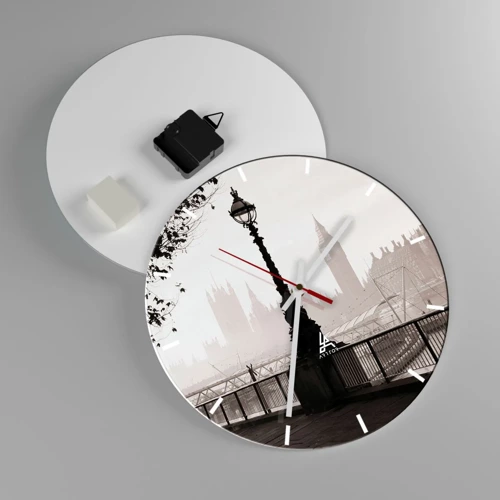 Wall clock - Clock on glass - London Morning - 30x30 cm