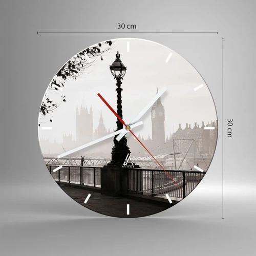 Wall clock - Clock on glass - London Morning - 30x30 cm