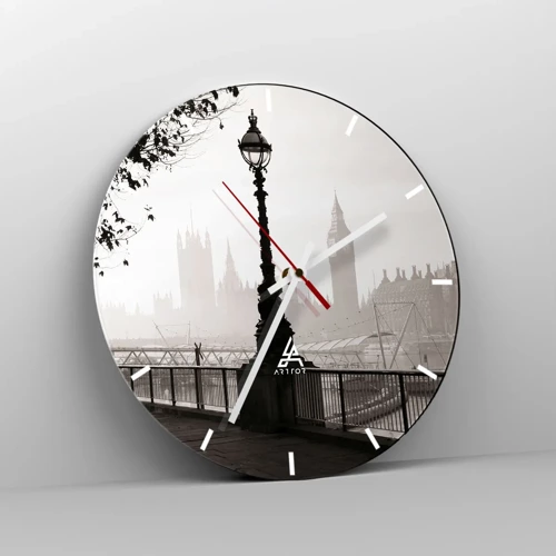 Wall clock - Clock on glass - London Morning - 30x30 cm