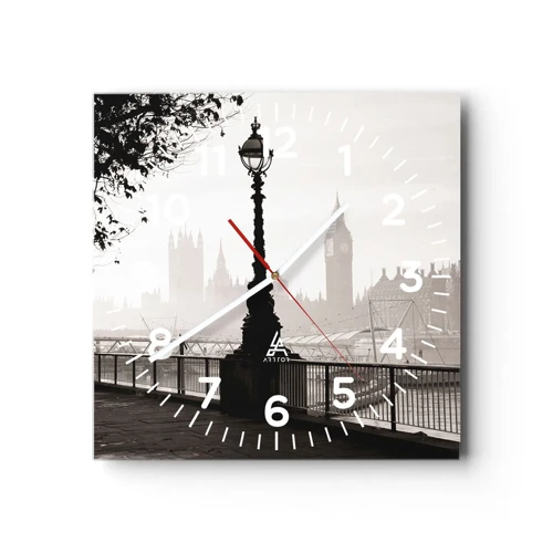 Wall clock - Clock on glass - London Morning - 30x30 cm