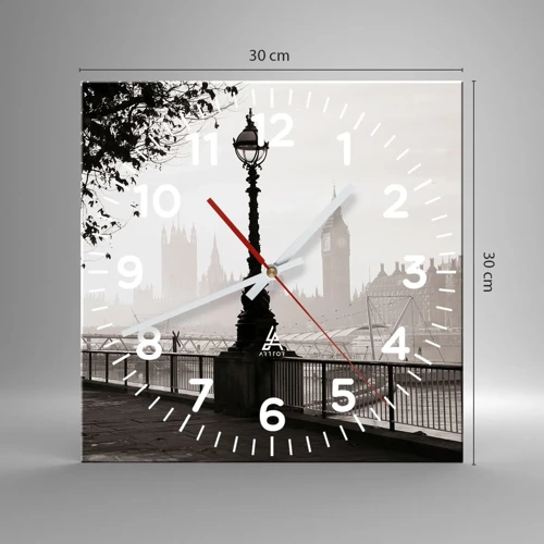 Wall clock - Clock on glass - London Morning - 30x30 cm