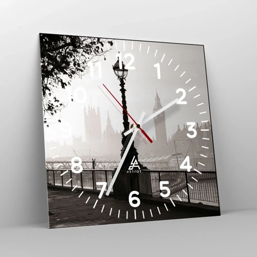 Wall clock - Clock on glass - London Morning - 30x30 cm