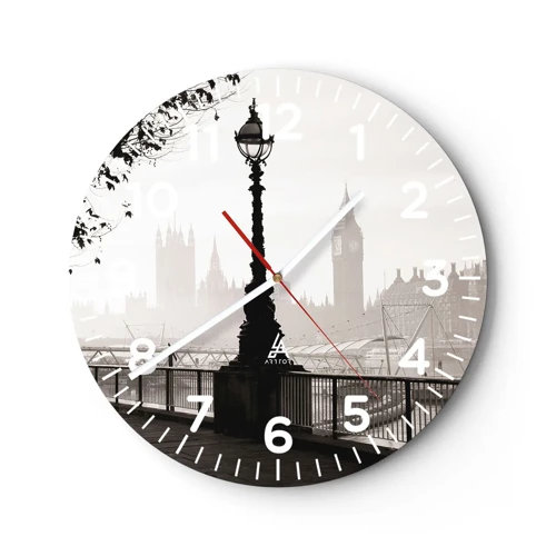 Wall clock - Clock on glass - London Morning - 30x30 cm