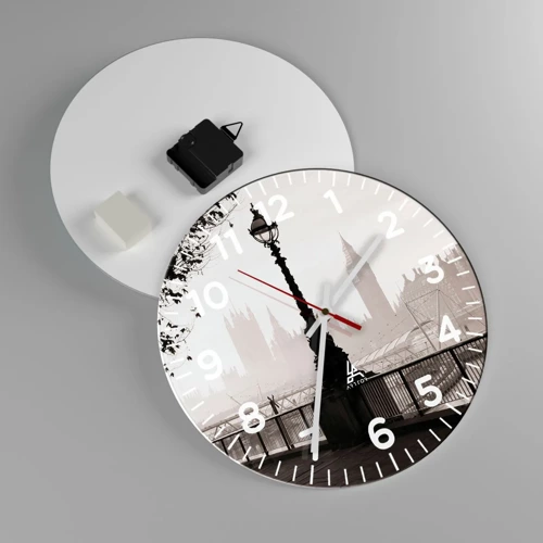 Wall clock - Clock on glass - London Morning - 30x30 cm