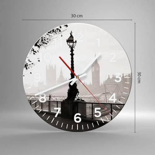 Wall clock - Clock on glass - London Morning - 30x30 cm