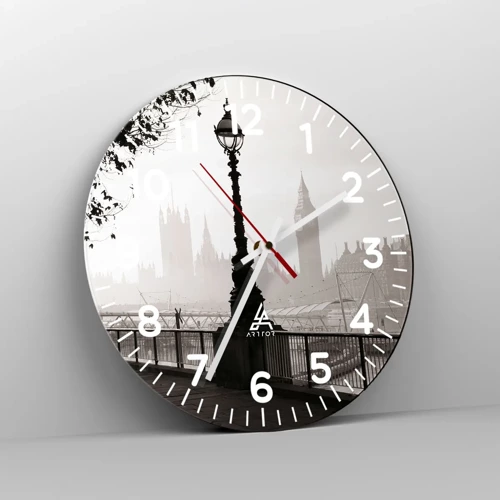 Wall clock - Clock on glass - London Morning - 30x30 cm